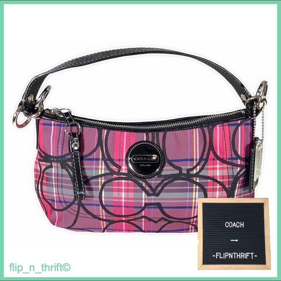 🎉HP🎉COACH Plaid Purse w/Leather Strap - Picture 1 of 9
